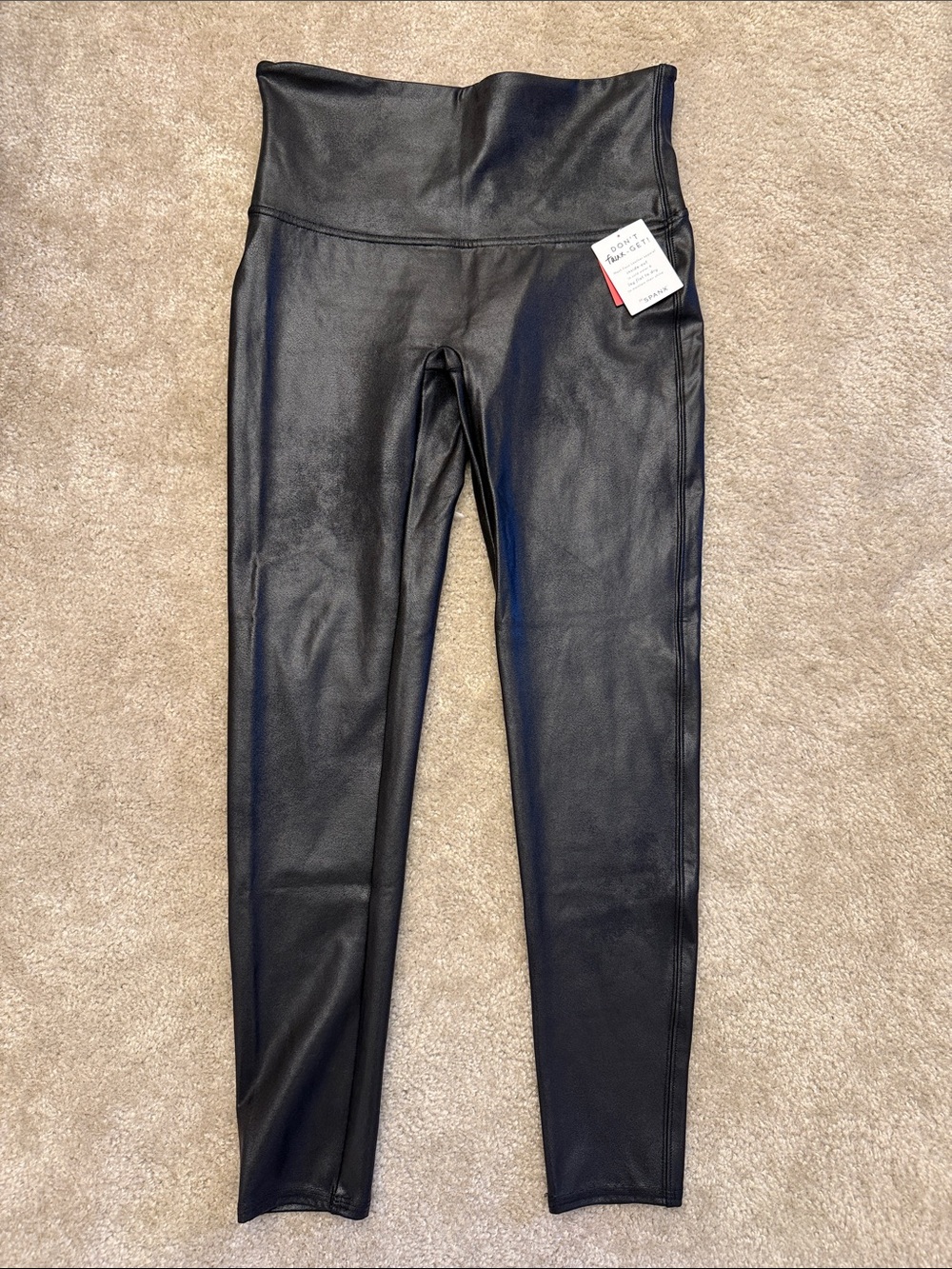 SPANX Faux Leather High-Waist Jeggings - Black
